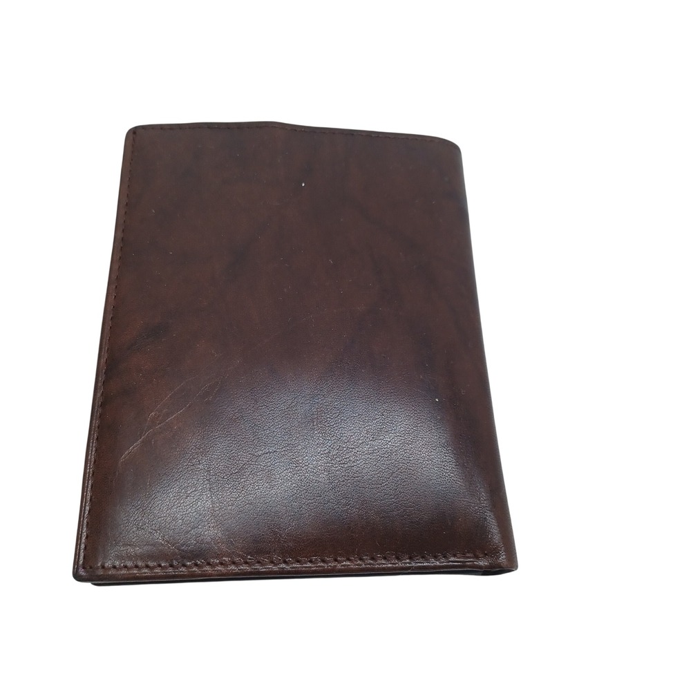 Dark Brown Top Grain Leather Passport Wallet Bifold Travel Organizer Case